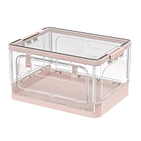 Ящик пластиковый складной прозрачный, дно розовое, 490х360х280 мм, с колесиками в Туле