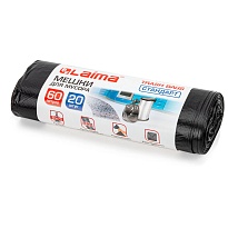 Мешки для мусора 60 л, черные, в рулоне 20 шт., ПНД, 10 мкм, 700х600 мм, LAIMA, 601381 в Туле