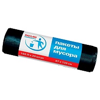 Мешки для мусора 160 л, черные, в рулоне 20 шт., ПВД, 30 мкм, 1200х870 мм, PACLAN Professional, 604082 в Туле
