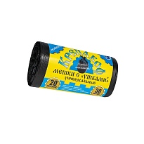 Мешки для мусора 20 л, с ушками, черные, в рулоне 30 шт., ПНД, 10 мкм, 550х440 мм, Крепакоф, 4607075710405 в Туле Мешки для мусора 20 л, с ушками, черные, в рулоне 30 шт., ПНД, 10 мкм, 550х440 мм, Крепакоф, 4607075710405 в Туле