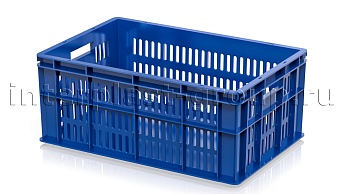 Ящик для молока, мяса, овощей и фруктов большая перфорация дно сплошное синий в Туле Ящик для молока, мяса, овощей и фруктов большая перфорация дно сплошное синий в Туле