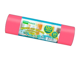 Мешки для мусора 120 л, с завязками, красные, в рулоне 10 шт., ПНД, 15 мкм, 800х750 мм, VIP, Z12010red в Туле