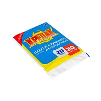 Мешки для мусора 20 л, с ручками, черные, в пачке 20 шт., ПНД, 10 мкм, 550х440 мм, Крепак, 4607075710085 в Туле