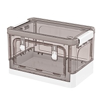 Ящик пластиковый складной прозрачный коричневый, дно белое, 360х235х230 мм, с колесиками в Туле