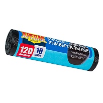 Мешки для мусора 120 л, с ушками, черные, в рулоне 10 шт., ПНД, 15 мкм, 1100х700 мм, Крепак, 4607075710474 в Туле