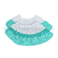 Бахилы бело-бирюзовые 1000 шт (500 пар), 48 мкм, двойная подошва, с одной резинкой, Эконом+ в Туле