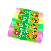 Мешки для мусора 30 л, ассорти, в рулоне 30 шт., ПНД, 5 мкм, 560х480 мм, Эконом, МЭ8716 в Туле