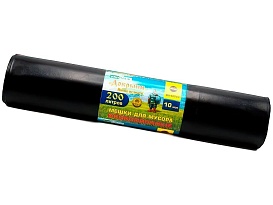 Мешки для мусора 200 л, ароматизированные, черные, в рулоне 10 шт., ПВД, 100 мкм, 1200х800 мм, Добрыня, Dob20010black в Туле
