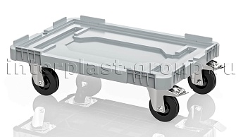 Тележка пластиковая сплошная 2 колеса с тормозом серая в Туле