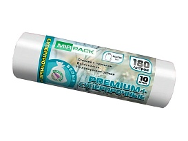 Мешки для мусора 180 л, ароматизированные, белые, в рулоне 10 шт., ПВД, 35 мкм, 1100х930 мм, PREMIUM+, 180105302 в Туле