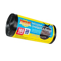 Мешки для мусора 180 л, черные, в рулоне 30 шт., ПНД, 20 мкм, 1150х800 мм, Крепак, 4607075710139 в Туле Мешки для мусора 180 л, черные, в рулоне 30 шт., ПНД, 20 мкм, 1150х800 мм, Крепак, 4607075710139 в Туле