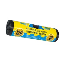 Мешки для мусора 120 л, с ушками, черные, в рулоне 10 шт., ПНД, 13 мкм, 1050х680 мм, Крепакоф, 4607075710252 в Туле Мешки для мусора 120 л, с ушками, черные, в рулоне 10 шт., ПНД, 13 мкм, 1050х680 мм, Крепакоф, 4607075710252 в Туле