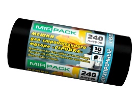 Мешки для мусора 240 л, ароматизированные, черные, в рулоне 10 шт., ПВД 70 мкм, 1300х930 мм, СТРОЙКА, S24010130 в Туле