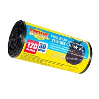 Мешки для мусора 120 л, черные, в рулоне 30 шт., ПНД, 15 мкм, 1100х700 мм, Крепак, 4607075710122 в Туле