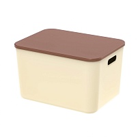 Ящик пластиковый вкладываемый бежевый с коричневой крышкой 410х305х245 мм в Туле
