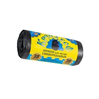 Мешки для мусора 30 л, с ушками, черные, в рулоне 30 шт., ПНД, 8 мкм, 580х460 мм, Крепакоф, 4607075710238 в Туле Мешки для мусора 30 л, с ушками, черные, в рулоне 30 шт., ПНД, 8 мкм, 580х460 мм, Крепакоф, 4607075710238 в Туле