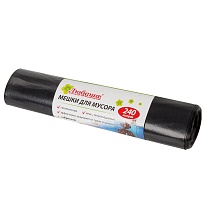 Мешки для мусора 240 л, черные, в рулоне 5 шт., ПВД 30 мкм, 1300х900 мм, Любаша, 605338 в Туле