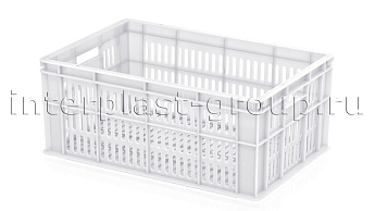 Ящик для молока, мяса, овощей и фруктов большая перфорация дно сплошное белый в Туле Ящик для молока, мяса, овощей и фруктов большая перфорация дно сплошное белый в Туле